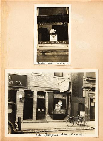 (COMMUNICATION--POSTAL TELEGRAPH) An album depicting approximately 190 Postal Telegraph-Cable Company storefronts across the Midwestern